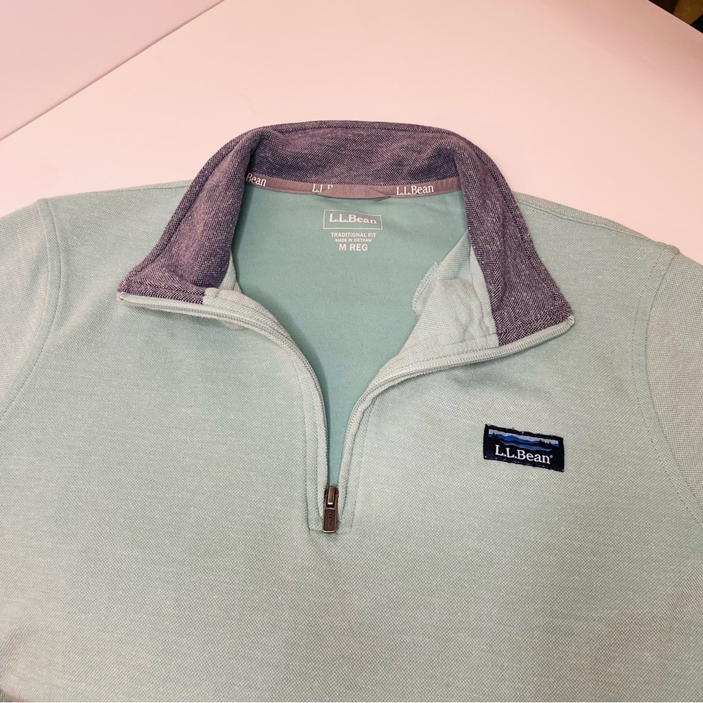 L.L. Bean Men's Comfort Stretch Piqué Quarter Zip Pullover, Long-Sleeve - Picture 2 of 6